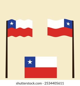 Símbolo Nacional Set Of Wave Flag of Chile. Imagem vetorial