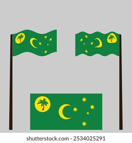 Set Of Wave Flag of the Cocos (Keeling) Islands