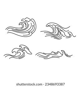 set of wave icon design. flowing ocean water sign and symbol.
