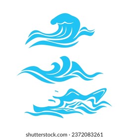 conjunto de diseño de iconos de onda. símbolo y signo del agua del océano que fluye.