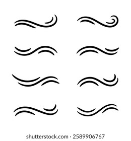 Set of wave line shape ornament isolated vector illustration on white background.