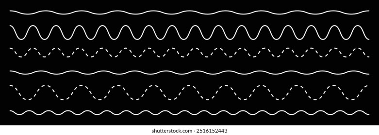 Conjunto de Coleção de vetores de linha de onda. Linha em ziguezague. Ilustração de vetor.