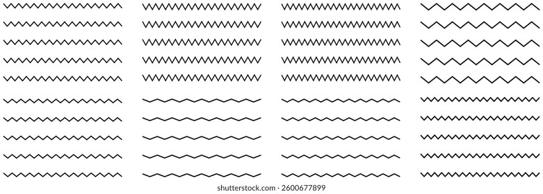 Set of Wave line and wavy zigzag pattern lines vector illustrasion.