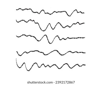 Set of wave lines drawn in pencil. Hand drawn grunge strokes. Vector illustration