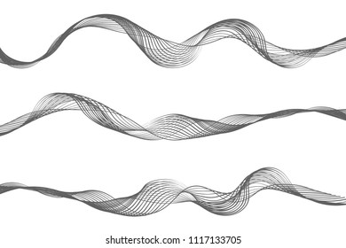 Set Wave Lines Pattern Abstract Background. Vector