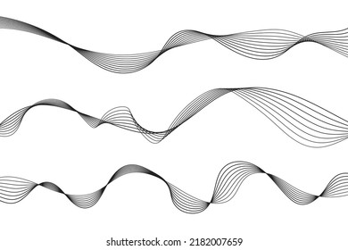 Set Wave Lines Pattern Abstract Background. Vector