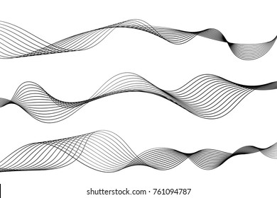 Set Wave Lines Pattern Abstract Background. Vector