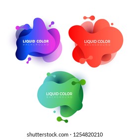 Set of wave liquid  gradient splashes. Vector design for covers, greeting card, poster or flyers.