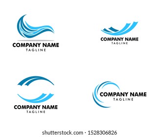 Set of Wave logo design vector template