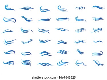 Conjunto de diseño de plantilla de logotipo Wave. Vector de ilustración de onda de icono.