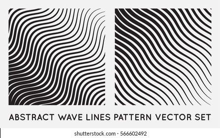 Set of Wave Oblique Smooth Lines Pattern in Vector