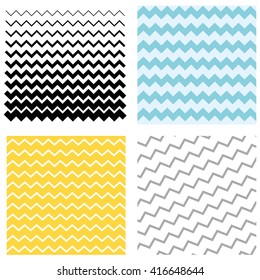 Set wave pattern. Pattern in Blue zigzag, yellow and black waves. Graphic vector zigzag