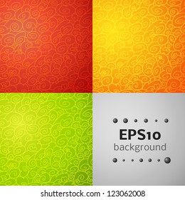 Set of wave seamless ornamental background in three colorful option. Vector illustrations for your artwork design. Easy to edit and change color. Very juicy background and golden pattern.