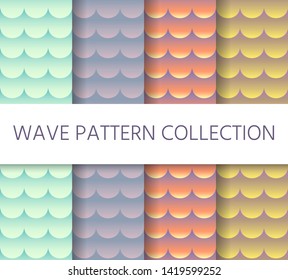 Set of wave seamless patterns. Vector illustration.