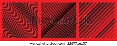 Set of Wave And Straight Oblique Smooth Lines Pattern in Vector Stockfoto © 