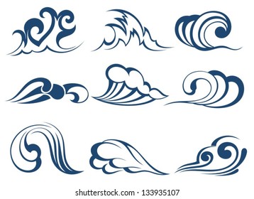 Set of wave symbols for design