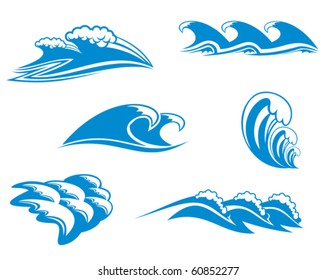 Set of wave symbols for design - also as emblem, such emblem or logo template. Jpeg version also available in gallery