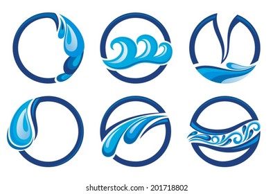 Set of wave symbols for design isolated on white background