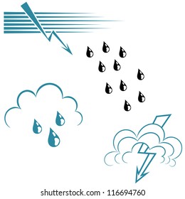  Set of wave symbols and lightning. eps10
