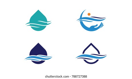 Set of Wave Water Logo Design template. Water Logo Design Vector
