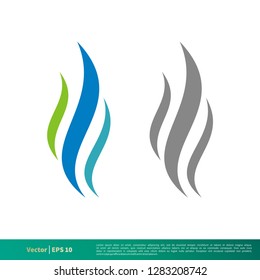 set wave water or smoke fire flame icon vector logo template Illustration Design EPS 10.