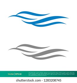 set wave water or smoke fire flame icon vector logo template