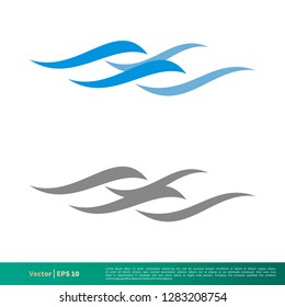 set wave water or smoke fire flame icon vector logo template