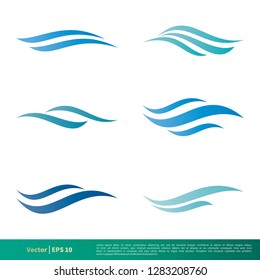 set wave water or smoke fire flame icon vector logo template