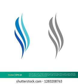 set wave water or smoke fire flame icon vector logo template