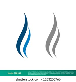 set wave water or smoke fire flame icon vector logo template
