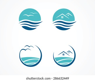 set of wave wave,apartment icon