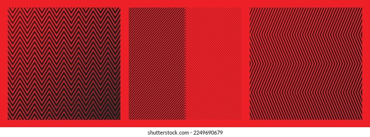 Set of Wave Zig Zag Oblique Smooth Lines Pattern in Vector