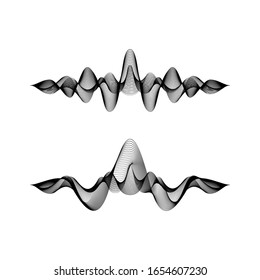 set of waveforms isolated on background. vector illustration