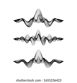 set of waveforms isolated on background. vector illustration