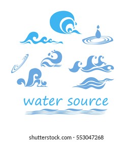 set of waves, drops of water