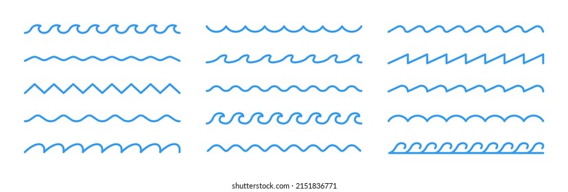 Set of waves line. Waves or zigzag icon. Ocean symbol. Vector illustration.