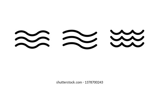 Set of waves signs symbol of ocean water. Collection of wave isolated on white background. EPS 10