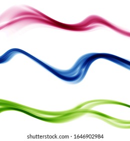 
Set of waves. Stream of color smooth waves. Blue, green, pink wave background.