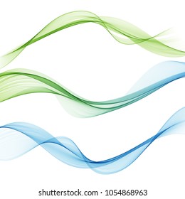 Set Of Waves. Vector Graphics. Abstract Image. Water, Sea, Ocean, Air, Freshness, Summer