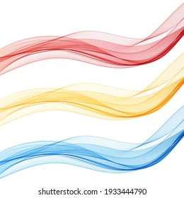 Set Of Waves. Vector Illustration. Color, Blue, Red, Yellow