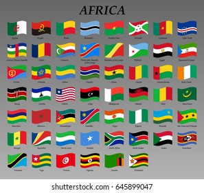 set of waving flags of Africa vector illustration