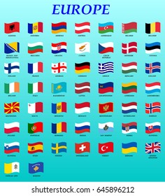 set of waving flags of Europe vector illustration