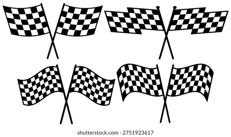 Set waving racing flags design. flags used in racing events vector illustration