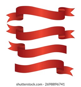 Conjunto de lazos rojos ondeando y Anuncios para decoración