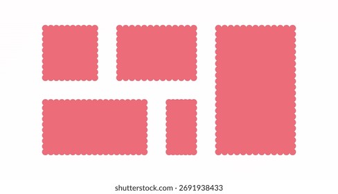 conjunto de formas de quadros geométricos abstrato ondulado minimalista formas, elemento de quadro feito de círculos pontos, zig zag vetor design para cartaz, cartão, convite, modelos, banners
