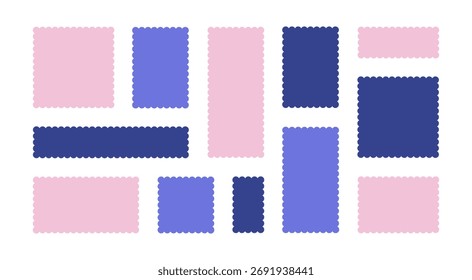 Conjunto de marcos minimalistas geométricos abstractos ondulados Formas de Formas, elemento de marco hecho de puntos de círculos, diseño de Vector en zig zag para póster, tarjeta, invitación, Plantillas, Anuncios
