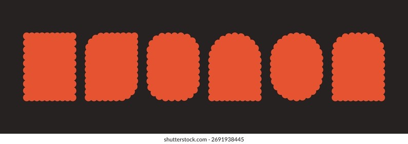 set of wavy abstract geometric minimalistic frames shapes forms, frame element made of circles dots, zig zag vector design for poster, card, invitation, templates, banners
