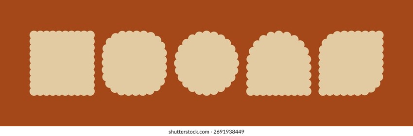 Satz von welligen abstrakten geometrischen minimalistischen Rahmen Formen, Rahmenelement aus Kreisen Punkte, Zick-Zack-Vektordesign für Poster, Karte, Einladung, Vorlagen, Banner
