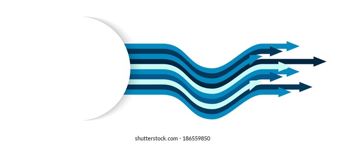 Set of wavy arrows with blank half circle tag ready for your text / the wavy arrows with blank badge / the label and arrows