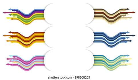 Set of wavy arrows with blank half circle tag ready for your text / the wavy arrows with blank badge / the label and arrows